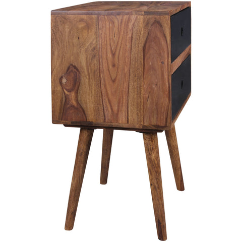 Rootz Bedside Table - Retro Bedside Table - Wooden Bedside Table - Console - Brown/Black - Wood