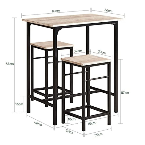 Rootz Bar Set - 1 Bar Table and 2 Stool - Home Kitchen Breakfast Bar Set - Furniture Dining Set