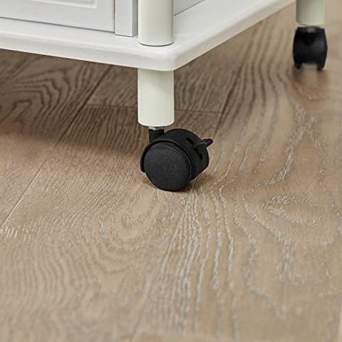 Rootz Witte Magnetron Plank - Keuken Opbergwagen op Wielen - Keukenkast - 3 Planken + 1 Kast