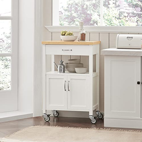 Rootz Keukentrolley Opbergwagen Serveerwagen Keukenkast met rubberen houten werkblad
