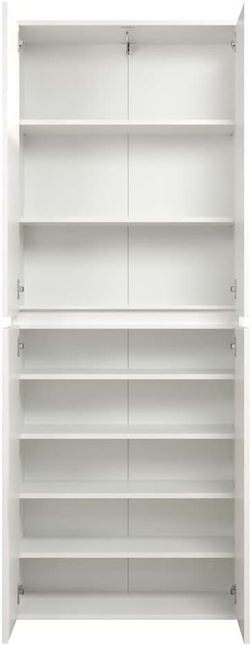 Rootz Multi-purpose Wardrobe - Storage Cabinet - Clothes Organizer - Modern Closet - Spacious Cupboard - Household Unit - White - 74 x 191 x 34 cm