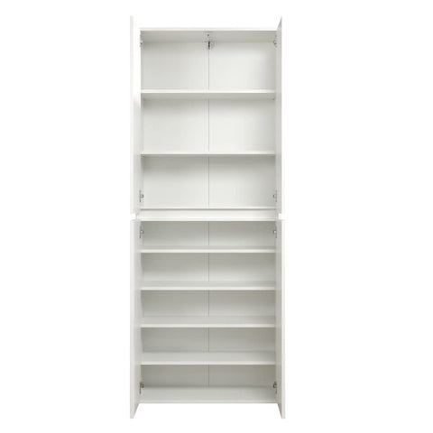 Rootz Multi-purpose Wardrobe - Storage Cabinet - Clothes Organizer - Modern Closet - Spacious Cupboard - Household Unit - White - 74 x 191 x 34 cm