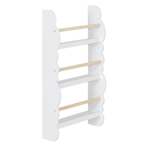 Rootz Children's Bookshelf - Wall-Mounted Bookcase - Kids Storage Unit - Montessori Learning Shelf - Literature Organizer - Story Display - White - 34.7x8.3x3.5inches