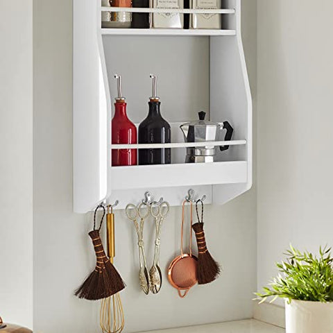 Rootz Wandgemonteerd Plankrek met 3 Planken &amp; 3 Haken - Keuken Wandplank Kruidenrek-Keuken Opbergrek Plank