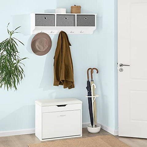 Rootz Shoe Rack Shoe Bench Shoe Cabinet with Folding Padded Seat & Flip - drawer