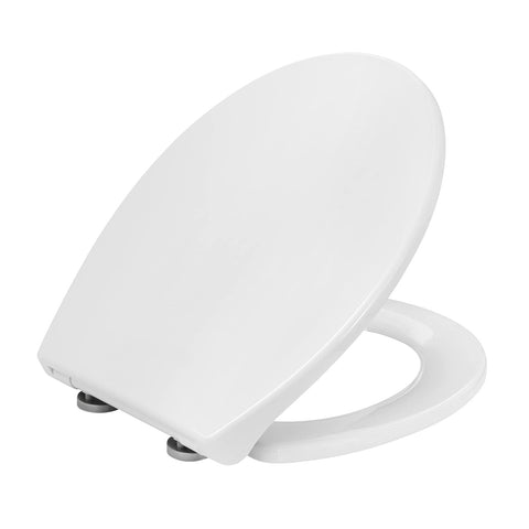 Rootz Toilet Seat - WC Lid - Lavatory Cover - Bathroom Accessory - Loo Top - Restroom Fixture - John Lid - White (WS2586) - 19.2 x 15.8 x 2.7 inches.