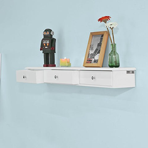 Rootz Wall Shelf Floating Shelf Wall Drawers-Wall Storage Display Unit with 3 Drawers