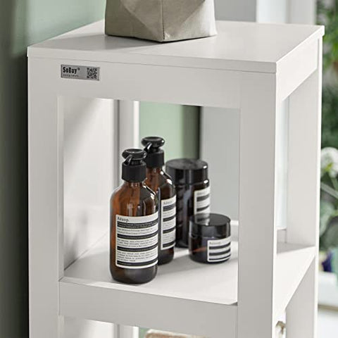 Rootz witte hoge badkameropbergkast met 3 planken en 2 lades