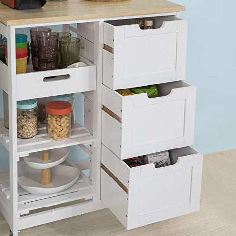 Rootz Keukentrolley Keukenopbergwagen met 3 laden en verwijderbaar dienblad