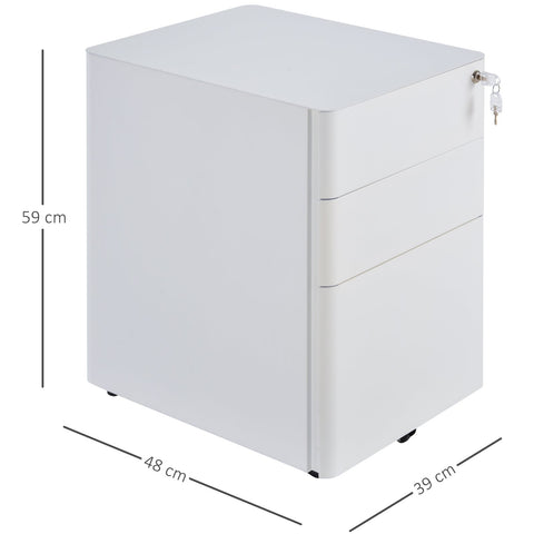 Rootz File Cabinet - Drawer Unit - Steel - Office Cabinet - Including Locker - White