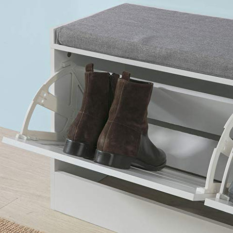 Rootz Hallway Shoe - Bench Shoe - Rack Shoe - Cabinet with Flip - drawer and Seat Cushion