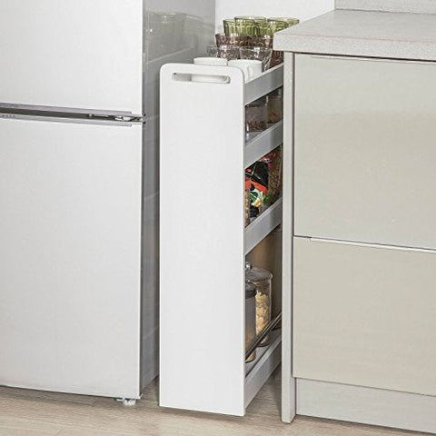 Rootz Witte serveerwagen met 4 niveaus - Uitschuifbaar opbergrek op wielen