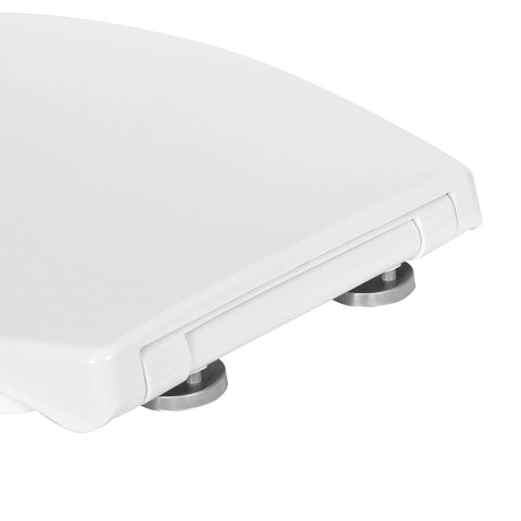 Rootz Toilet Seat - WC Lid - Lavatory Cover - Bathroom Accessory - Loo Top - Restroom Fixture - John Lid - White (WS2586) - 19.2 x 15.8 x 2.7 inches.