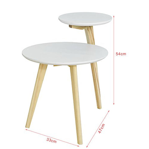 Rootz 2-stufiger runder Beistelltisch aus Holz, Tee- und Couchtisch, Beistelltisch