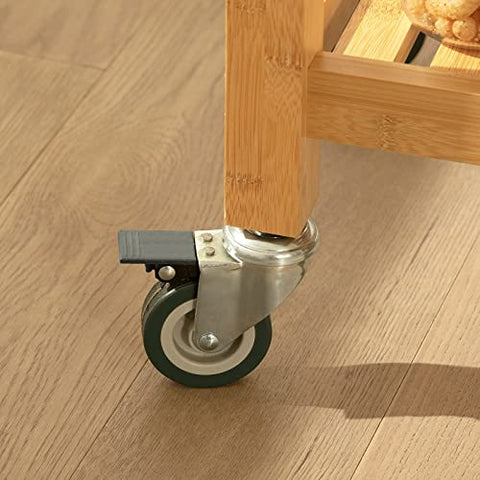 Rootz Bamboe Keukentrolley Keukenopbergwagen Serveerwagen met grijs marmeren aanrecht