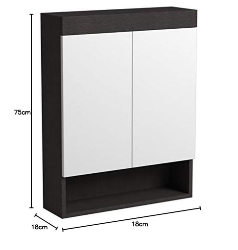 Rootz Bathroom Mirror Storage Cabinet - Vanity Organizer - Elegant Bath Cupboard - Smoke Silver Glamour - 58x75x18 cm