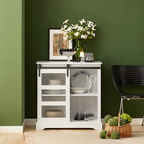 Rootz Dressoir met glazen schuifdeur - Keuken Eetkamer Woonkamer Dressoir Opbergkast Kast