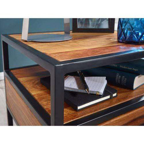 Rootz Industrial Bedside Table - Side Table - Luxury Retro Vintage Industrial Bedside Table - With Storage Space - 50 x 45 x 45 cm