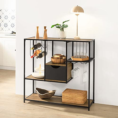 Rootz Industriële stijl Keuken Eetkamer Opbergplank Dressoir Bijzettafel Bijzettafel Wijnrek