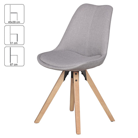 Rootz Dining Chairs - Set of 2 Retro - Light Gray Upholstered Chairs with Fabric Cover and Backrest - Design Kitchen Chairs