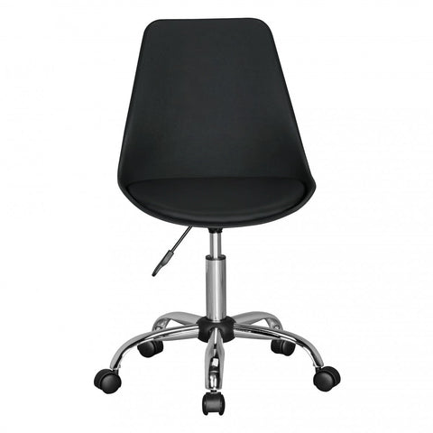 Rootz Swivel Chair - Black Faux Leather - Height Adjustable - Desk Chair with Backrest
