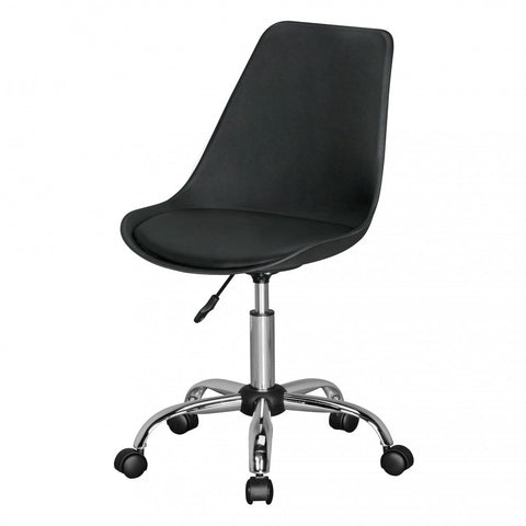 Rootz Swivel Chair - Black Faux Leather - Height Adjustable - Desk Chair with Backrest