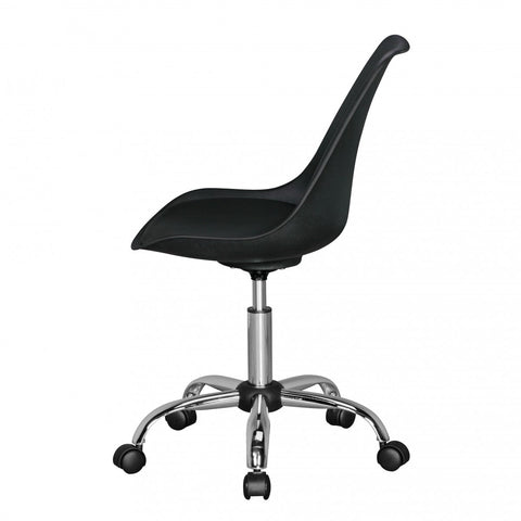 Rootz Swivel Chair - Black Faux Leather - Height Adjustable - Desk Chair with Backrest