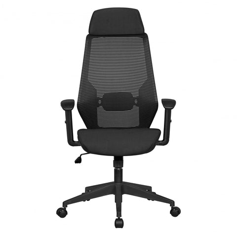 Rootz Office Chair - Black Fabric Desk Chair with Backrest - Height Adjustable Swivel Chair