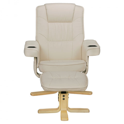 Rootz Armchair - TV Armchair - Chair with Cup Holder - TV Chair - Chair with Stool - Footstool - Beige/Black