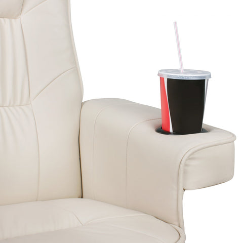 Rootz Armchair - TV Armchair - Chair with Cup Holder - TV Chair - Chair with Stool - Footstool - Beige/Black