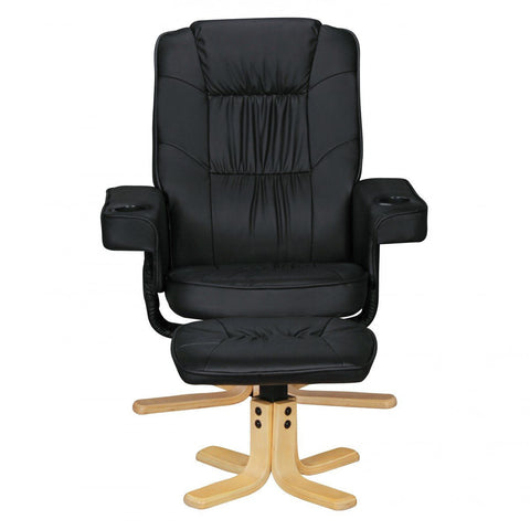 Rootz Armchair - TV Armchair - Chair with Cup Holder - TV Chair - Chair with Stool - Footstool - Beige/Black