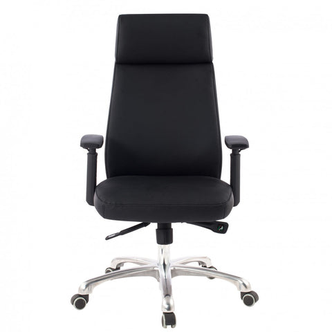 Rootz Genuine Leather Office Chair - Black Ergonomic with Headrest - Executive Design - Tilt Function - Swivel Chair with Armrests - X-XL 120kg