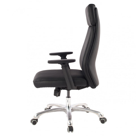 Rootz Genuine Leather Office Chair - Black Ergonomic with Headrest - Executive Design - Tilt Function - Swivel Chair with Armrests - X-XL 120kg