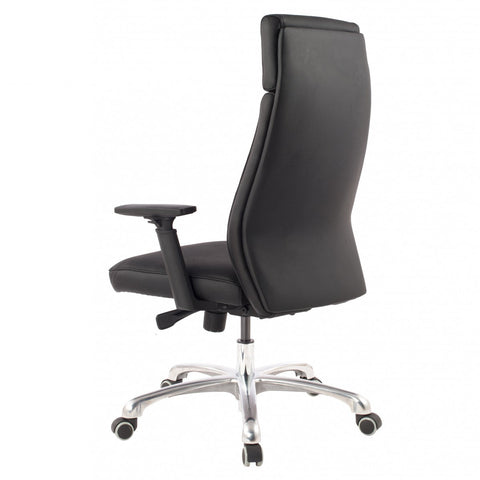 Rootz Genuine Leather Office Chair - Black Ergonomic with Headrest - Executive Design - Tilt Function - Swivel Chair with Armrests - X-XL 120kg
