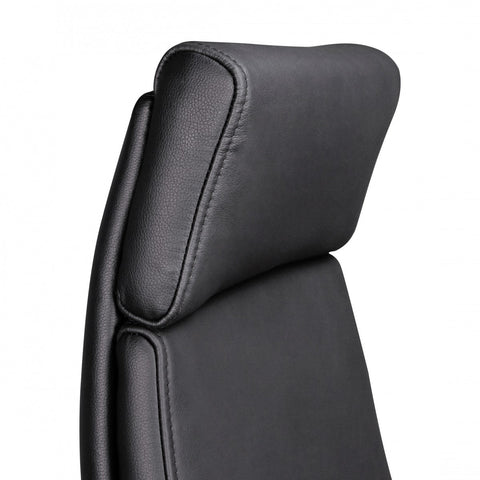 Rootz Genuine Leather Office Chair - Black Ergonomic with Headrest - Executive Design - Tilt Function - Swivel Chair with Armrests - X-XL 120kg
