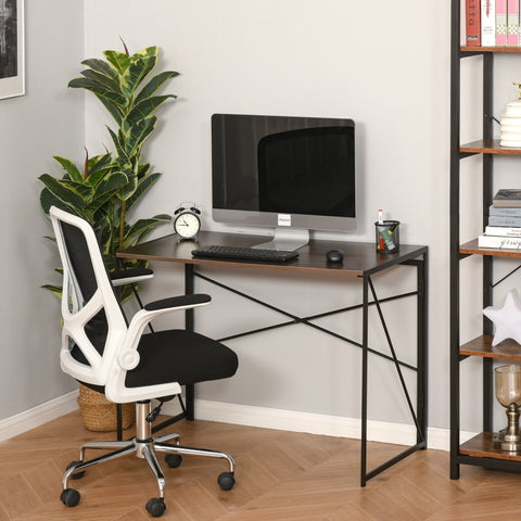 Rootz Schreibtisch – Schreibtisch – Computertisch – klappbar – Bürotisch – Industrie – verarbeitetes Holz – Stahl – Braun – Schwarz