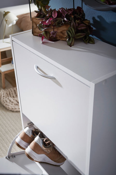 Rootz Shoe Box Locker - 3-Compartment Flap - Modern Shoe Rack for 18 Pairs - Shoe Organizer with Tipper Design - 125 cm