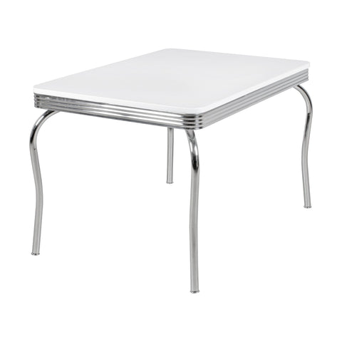 Rootz Elvis Dining Table - Kitchen Table - American Diner - Table White - Silver - Aluminum - USA - Design - 120 x 80 cm