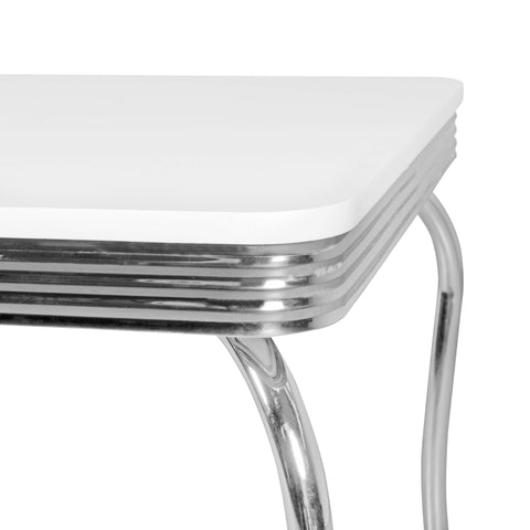 Rootz Elvis Dining Table - Kitchen Table - American Diner - Table White - Silver - Aluminum - USA - Design - 120 x 80 cm