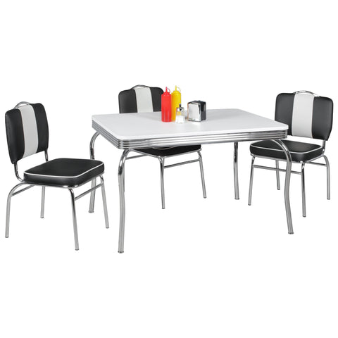 Rootz Elvis Dining Table - Kitchen Table - American Diner - Table White - Silver - Aluminum - USA - Design - 120 x 80 cm