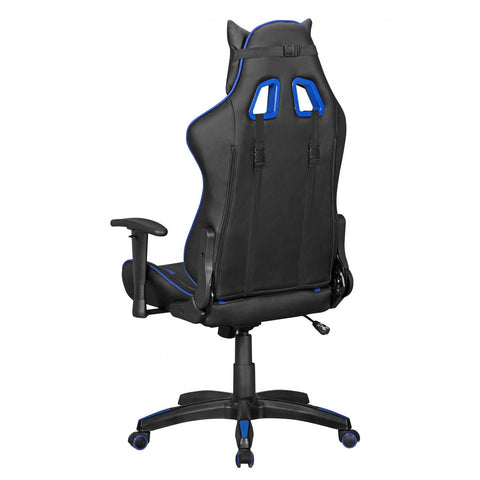 Rootz Office Chair - Black & Blue Leather-Look - Desk Chair - Executive Chair - Gaming Chair - Swivel Chair with Sport Racing Optics