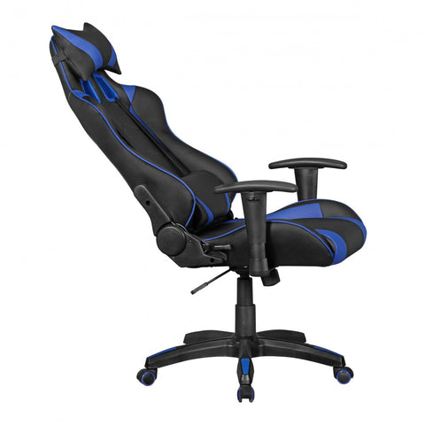 Rootz Office Chair - Black & Blue Leather-Look - Desk Chair - Executive Chair - Gaming Chair - Swivel Chair with Sport Racing Optics