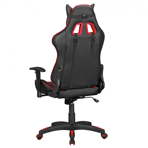 Rootz Office Chair - Black & Red Leather-Look - Desk Chair - Executive Chair - Gaming Chair - Swivel Chair with Sport Racing Optics