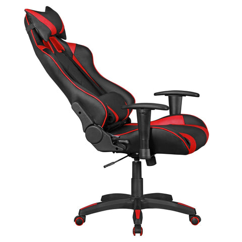 Rootz Office Chair - Black & Red Leather-Look - Desk Chair - Executive Chair - Gaming Chair - Swivel Chair with Sport Racing Optics
