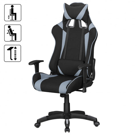 Rootz Office Chair - Black & Gray Fabric - Desk Chair - Executive Chair - Gaming Chair - Swivel Chair with Sport Racing Optics