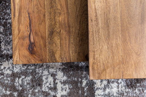 Rootz Tischset – Sheesham-Holz – Wohnzimmer – Massivholz-Design – Palisander-Loungetisch mit Metallbeinen – 75 x 75 x 27 cm 