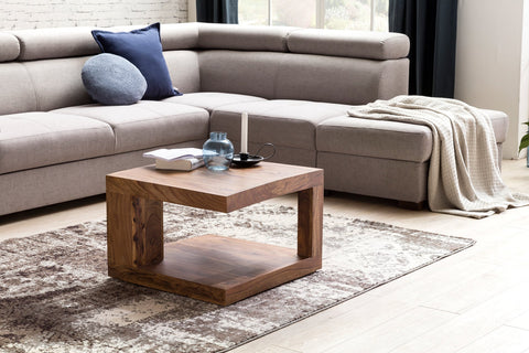 Rootz Couchtisch – Wohnzimmertisch im Landhausstil – Beistelltisch aus Naturprodukt – Massivholz Sheesham – 58 cm