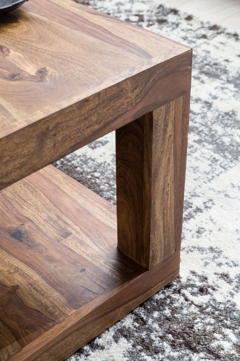 Rootz Couchtisch – Wohnzimmertisch im Landhausstil – Beistelltisch aus Naturprodukt – Massivholz Sheesham – 58 cm