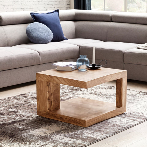Rootz Couchtisch – Wohnzimmertisch im Landhausstil – Beistelltisch aus Naturprodukt – Massivholz Akazie – 58 cm
