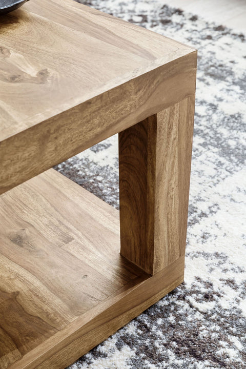 Rootz Couchtisch – Wohnzimmertisch im Landhausstil – Beistelltisch aus Naturprodukt – Massivholz Akazie – 58 cm